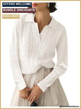 Women's Cable Knit V Neck Lapel Pullover Sweater Long Sleeve